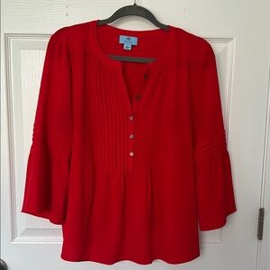 CeCe Scarlet Blouse with Pleated Design